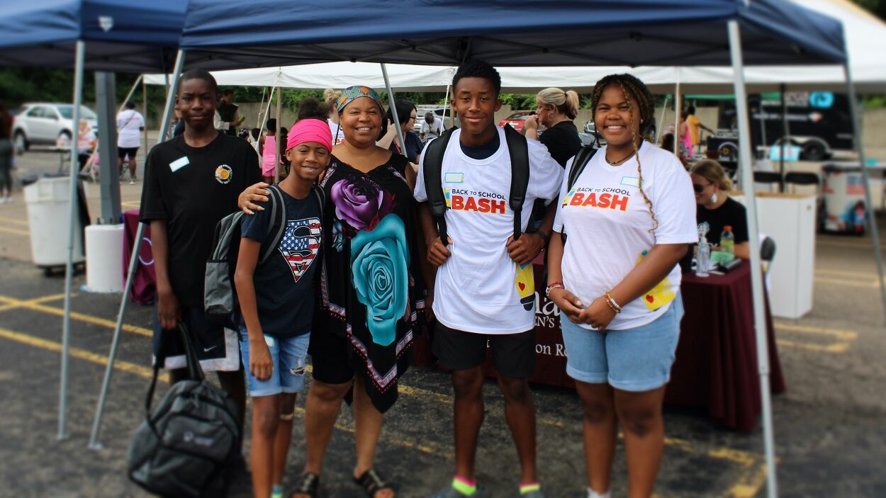 Family at a back to school event